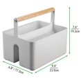 thumbnail image 3 of mDesign Plastic Divided Shower Caddy Organizer, Bamboo Handle - Gray/Natural, 3 of 8
