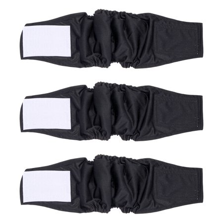Uxcell Belly Bands for Male Dogs Reusable Washable Dog Diapers High Absorbing Wrap Diapers (3Pcs XL Black) Intended for Male Small Doggie/Puppies Training