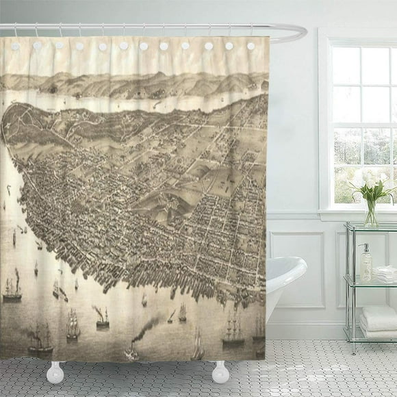 SUTTOM Nova Vintage Map of Halifax Scotia Old Historical Shower Curtain 66x72 inch
