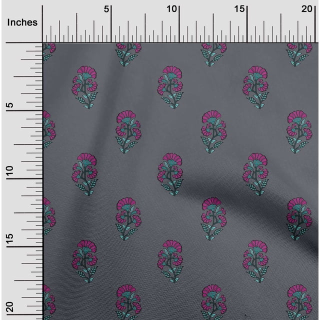 oneOone Polyester Lycra Gray Fabric Floral Block Sewing Material Print Fabric By The Yard 56 Inch Wide