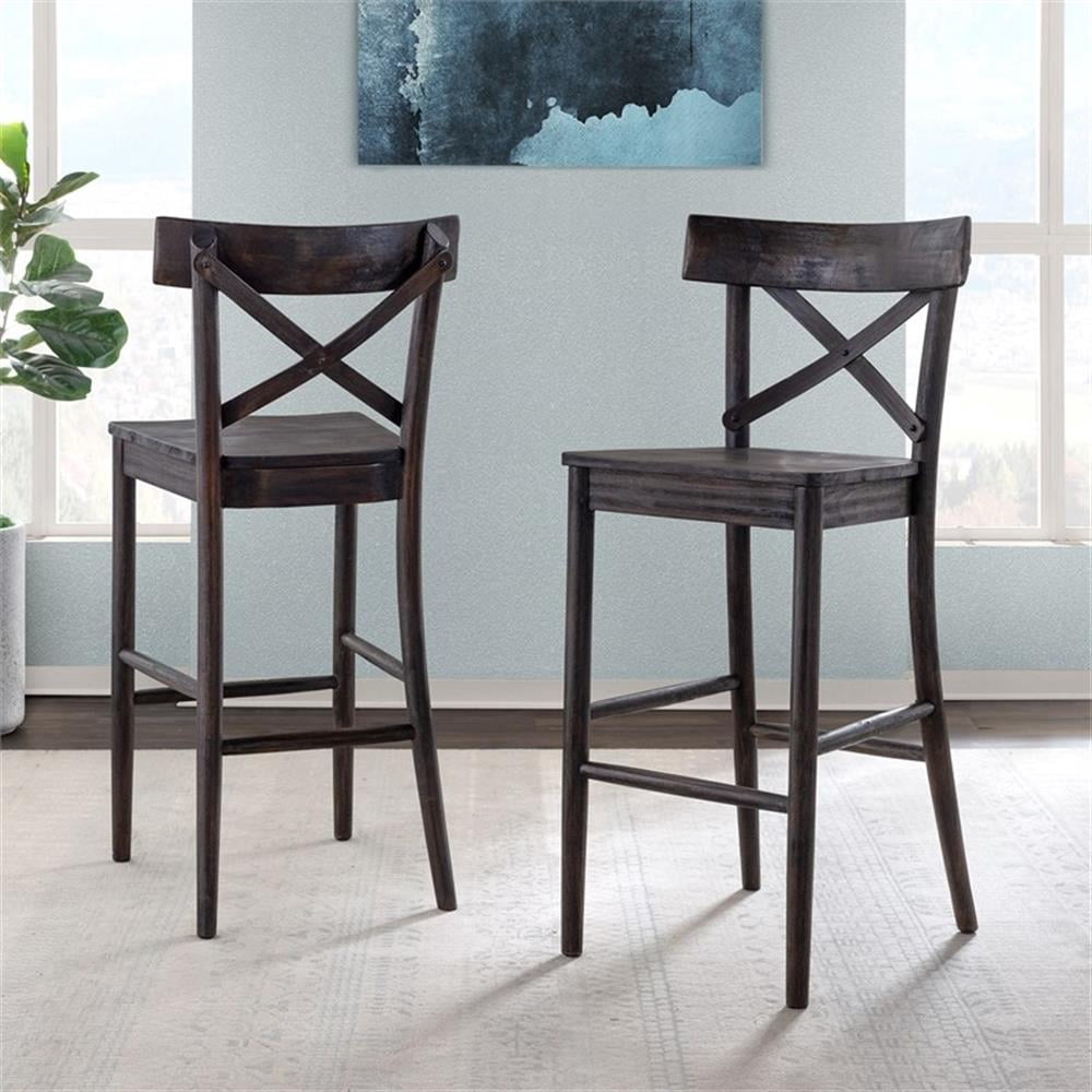 Picket House Furnishings Calhoun 30" Bar Stool in Dark Brown