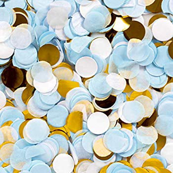 Confetti 1" Paper Circles Baby Blue White Gold Wedding Birthday Party Decor 