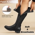thumbnail image 4 of LOVE STEETLY Women's Knee High Low Heel Riding Boots, Side Zipper Round Toe Faux Leather Casual Comfort Versatile Boot, 4 of 6