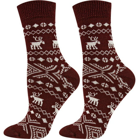 The Best Wool Socks With Christmas Ornaments Prints For Women - Great For Cold Winter (Best Undergarments For Cold Weather)