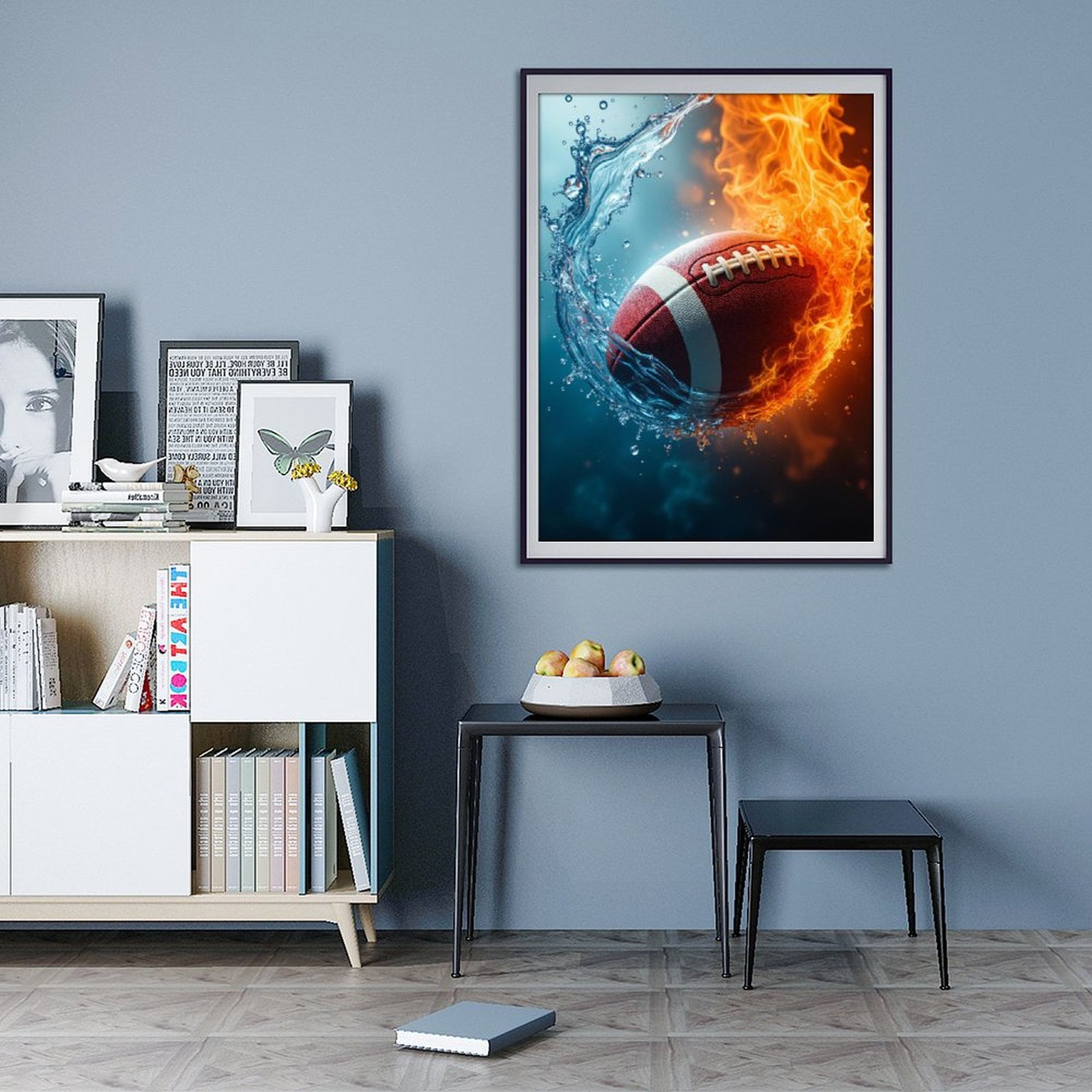 Diamond Art Kits for Adults - 5d Flaming Water Football Fusion Diamond Painting for Adults, Diamond Art for Adults Beginners, Diamond Painting Kits for Adults for Home Wall Decor