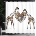 thumbnail image 4 of Ambesonne Giraffe Shower Curtain, Soul Mate Heart Love, 69"Wx84"L, Brown White, 4 of 5