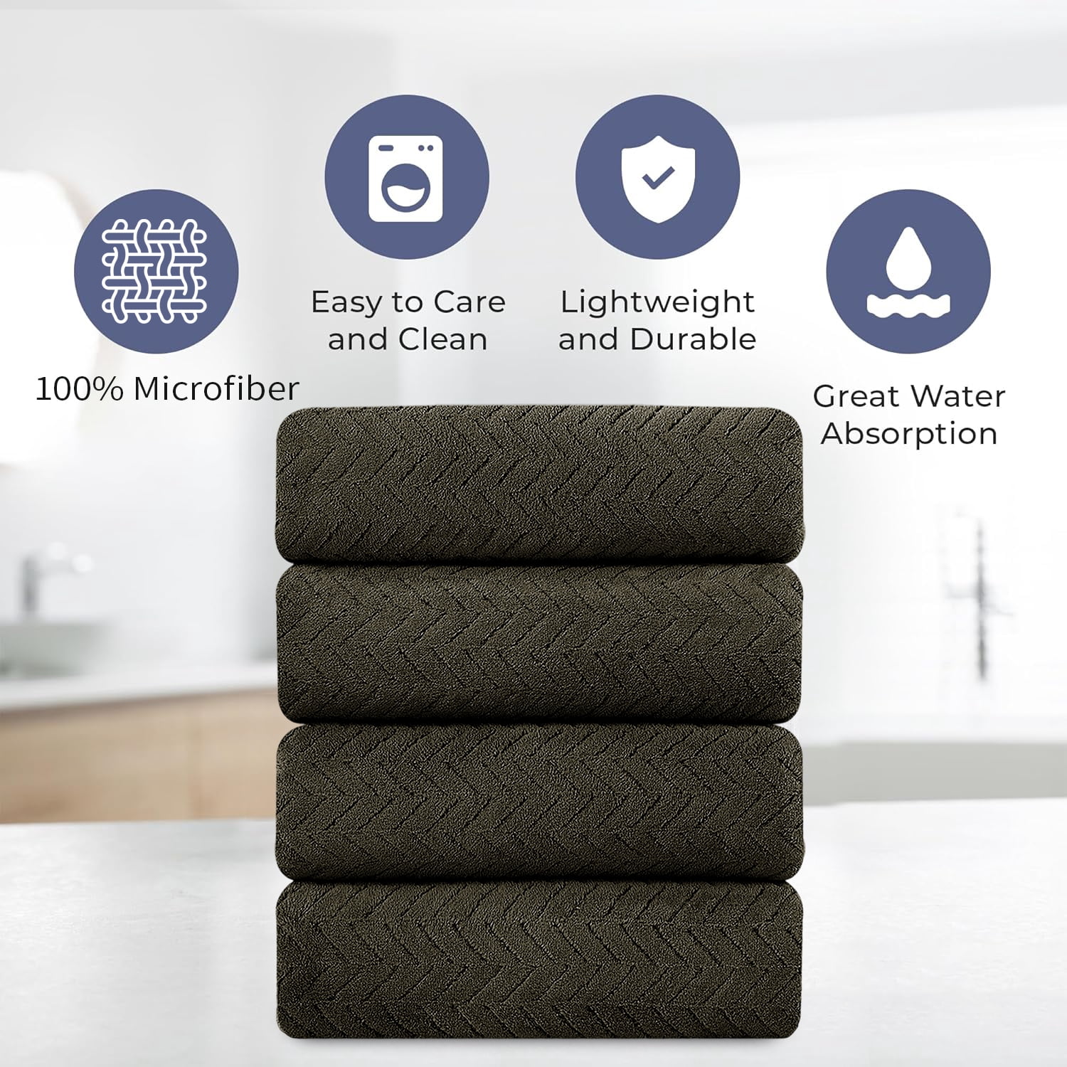 Beartech 3 Pack Microfiber Bath Towel Set Soft & Quickly Dry Bathroom Towel,Super absorbent Plush Bath Sheet Towel Oversized Towels Hotel Shower Towel-Dark Brown