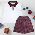thumbnail image 6 of Boys Summer Outfit Set, Sleeveless Polo Shirt & Plaid Shorts Preppy Style 2-Piece Clothing Set for Toddler Boys（7-8Y）, 6 of 12