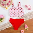 thumbnail image 5 of HAYIMI Child Casual Girls Two Piece Swimsuits Patchwork Flower Long Sleeve Cute Heart Stripe Print Summer Beach Swimwear For Toddler Kids Photo Leisure Fashion Bathing Suit, 5 of 7