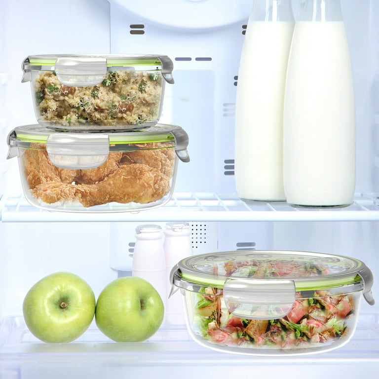 Glass Food Storage Containers-6-Pc. Set with Snap on Lids-Multi