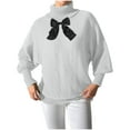 thumbnail image 4 of Zedker Women'S High Neck Knitted Sweaters with Fashion Bow At The Neckline,Casual Long Sleeve Pullover Sweatshirts,Comfy Loungewear,White,L, 4 of 4