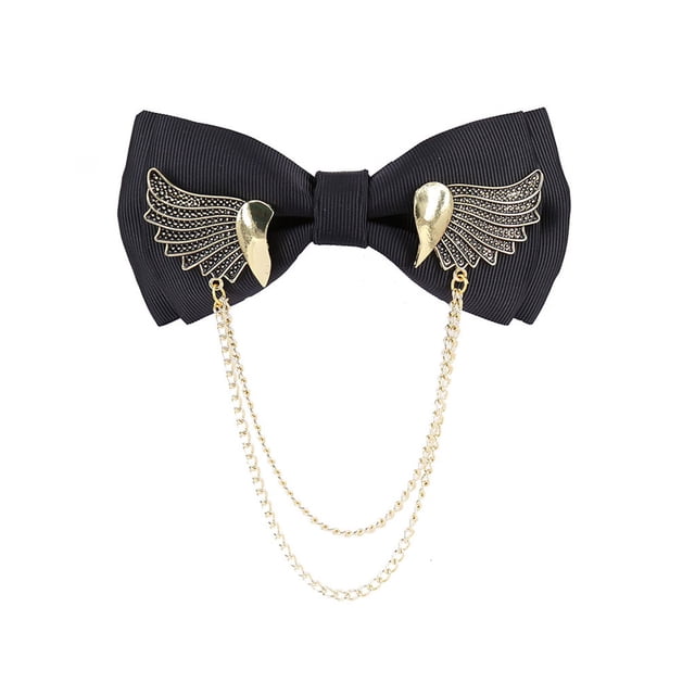 Minnieouse Corbata Pajaritas Doble capa Moda Hombre Alas Joyas Regalos Decoraciones Anfitrión Fiesta Vestido de novia Novio Banquete Club Accesorios de disfraces Negro H3112-2
