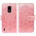 thumbnail image 4 of Compatible with Tracfone BLU View 4 B135DL Wallet Phone Case and Tempered Glass Screen Protector Flower Faux Leather Flip Credit Card Holder Stand Zipper Cell Cover for BLUE View 2 View4 Women Pink, 4 of 8