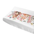thumbnail image 5 of Baby Woodland Animals Pink Changing Pad Covers for Baby Girl 32''x 16'' Giraffe Raccoon Fox Bear Butterfly Floral Leaves Fitted Changing Pad Sheets Soft Diaper Changing Table Mat, 5 of 6