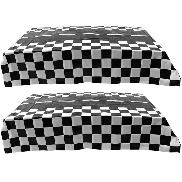 CIMAXIC Party 2pcs Picnic Table Cloth Single Use Checkered Tablecloth Racing Party Tablecloth,107.87"X53.94"X0.02"