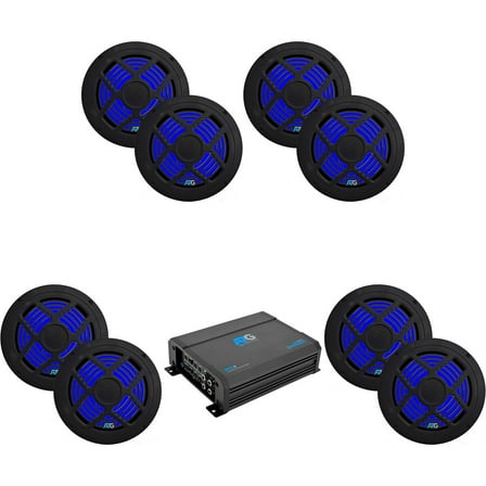 ATG Audio Marine Amplifier Plus (4) Pair of 6.5" Black Marine Coaxials