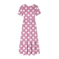 thumbnail image 3 of Diufon Summer Maxi Dresses for Women Crewneck Short Sleeve Dress Polka Dot Print Dress with Pockets, 3 of 4