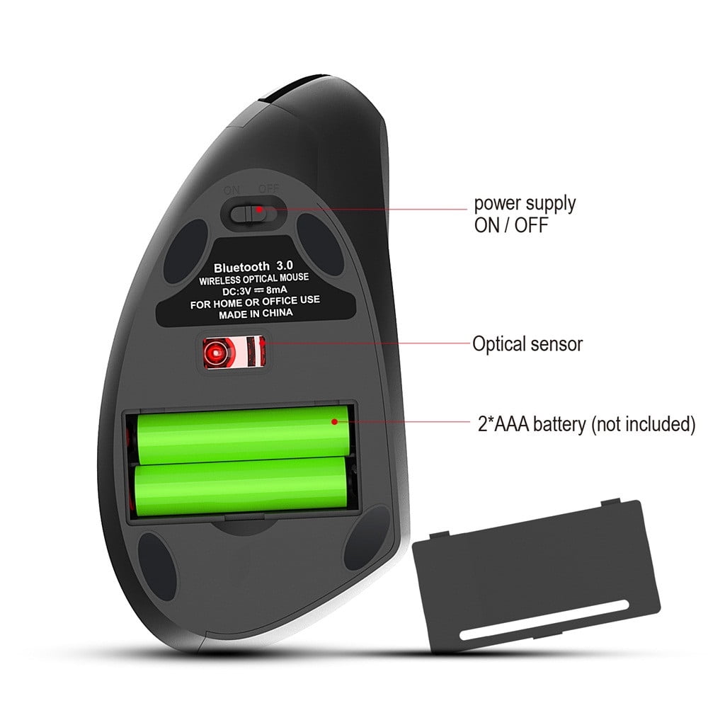Ergonomic Vertical Wireless Mouse Bluetooth 5.0 and 2.4g Usb Receiver Adjustable Dpi Settings for Pc Laptop Desktop Mac Windows Computer Office Home Work Travel Portable Use