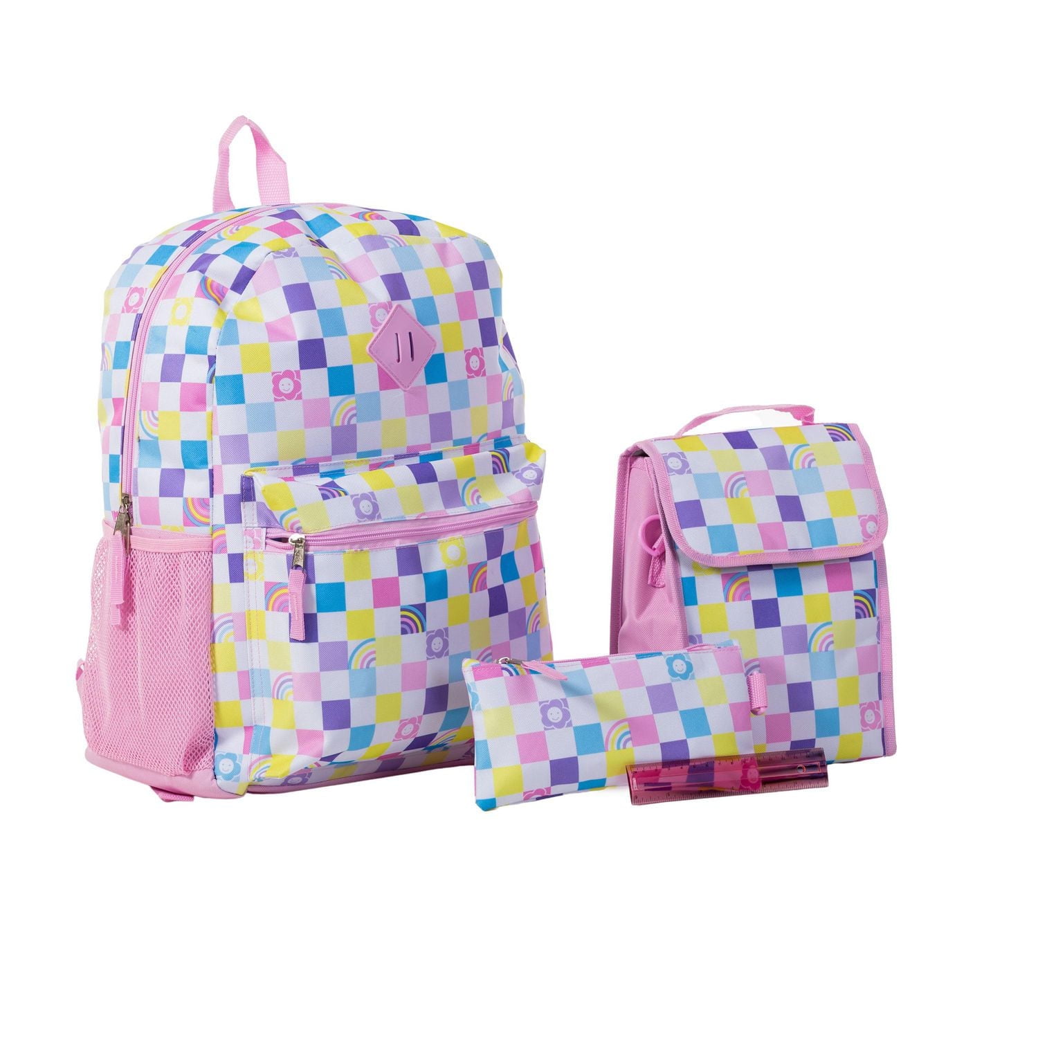 Jetstream 4pcs Full School Day Backpack set, Pastel Checkers