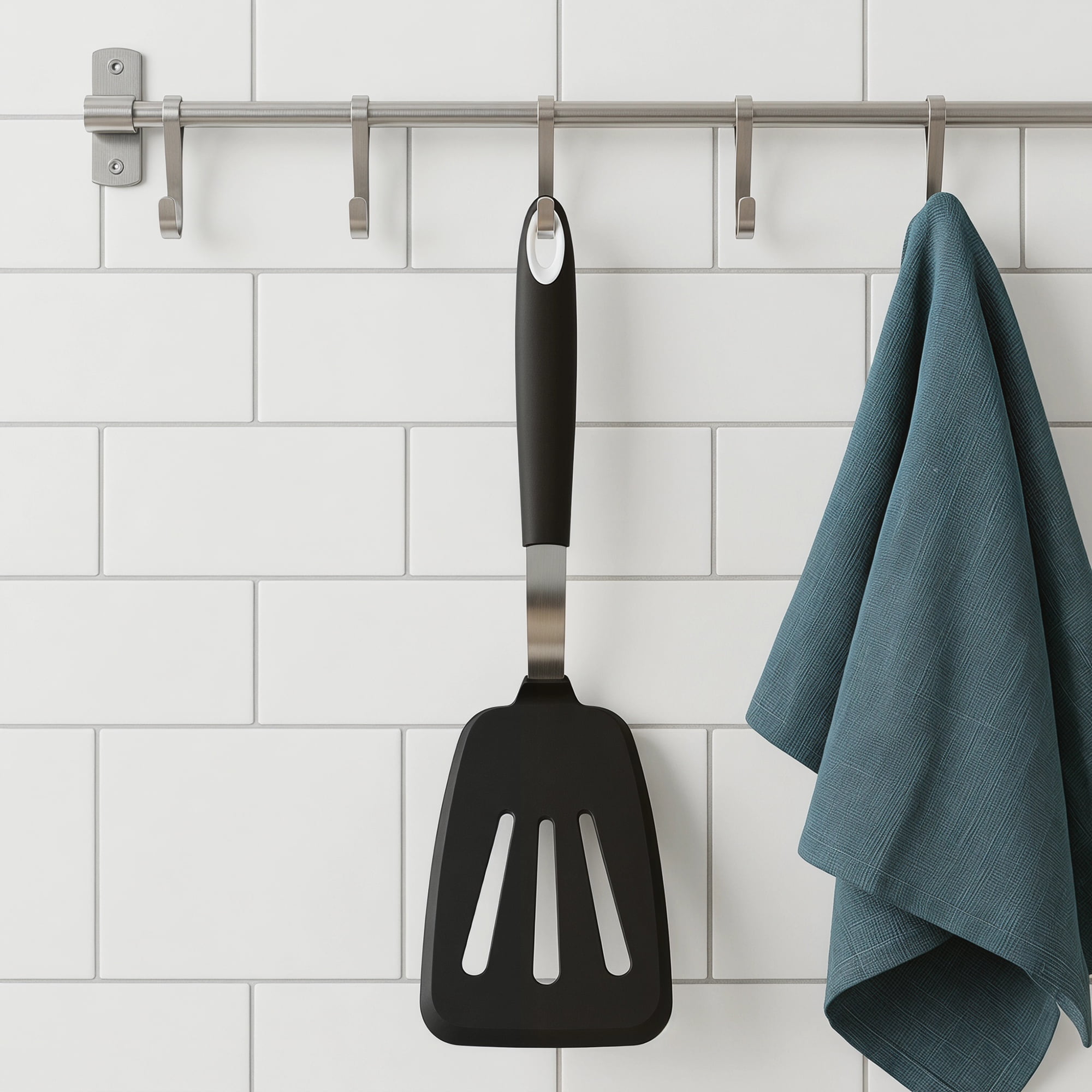 Unique Bargains Spatula Set with Rubber Tips for Non-Stick Cooking Black 13.6x3.7 inch