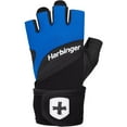 thumbnail image 3 of Harbinger Unisex Training Grip Wrist Wrap Gloves 2.0 - Large - Black/Blue, 3 of 6