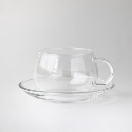 

Dechoicelife Glass Coffee Cup And Saucer Set Transparent Tea Cup Set 304 Stainless Steel Spoon