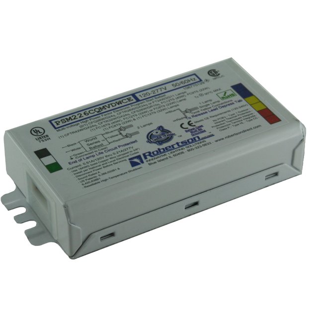 Robertson 3P20145 eBallast fluorescente individual 2 CFQ26W/G24q CFL Inicio del programa 120-277Vac 50-60Hz Factor de balasto normal HPF Modelo PSM226CQMVDWCE (sustituye a PSM226CQMVDW o PSM226CQMVW)