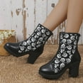 thumbnail image 3 of Oyedens High Heels Ankle Boots for Women Skeleton Design Slip on Dress Ankle Booties Party, 3 of 7