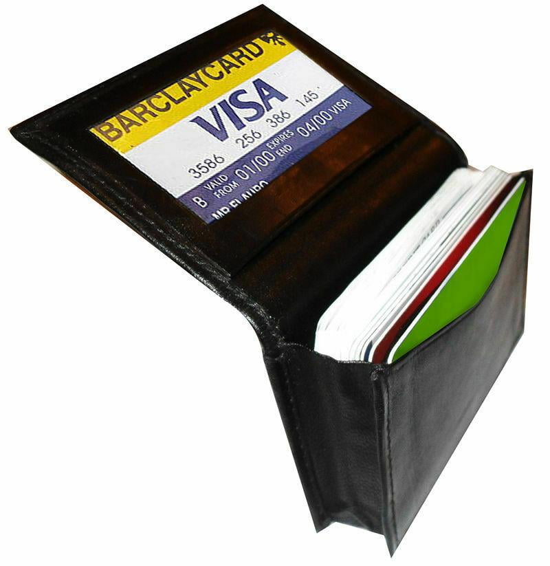 Improving Lifestyles Leather Expandable Gusset Credit Card with Outside Window ID Business Card Wallet Black in Organza