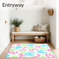 thumbnail image 3 of ODIKA 8'x10' Machine Washable Non-Slip Area Rug, Pastel Carnival Alphabet with Swirling Ribbons and Delightful Confetti Letters High Traffic Rug, Pink, 692085, 3 of 7