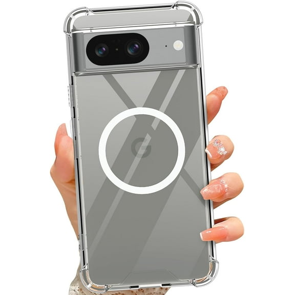 Magnetic Case for Google Pixel 8 Case [Compatible with Magsafe] [Anti-Yellowing] Slim Fit Transparent Soft TPU Crystal Clear Case for Pixel 8 6.2" 2023, Clear