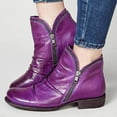 thumbnail image 2 of Oyedens Ankle Booties for Women Vintage Slouch Low Heels Wide Calf Short Boots Zip Work Combat Boots, 2 of 5