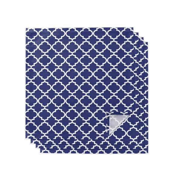 nqOlkjepod Navy Blue Morocco Cloth Napkins Set of 4 Reusable Dinner Napkins, Modern Farmhouse Geometric Textured Cocktail Napkin Washable Table Napkins for Wedding/Holiday Party/Baby Shower 20"x20"