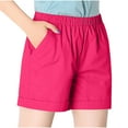 thumbnail image 2 of CALAFEBILA Cotton Running Shorts for Women Elastic Waist Athletic Flat Front Shorts Womens Clearance Shorts with Pockets, 2 of 4