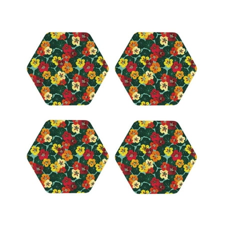 

Leather Coasters with Heat-resistant for Drinks colorful flowers_B -标题2 Hexagon