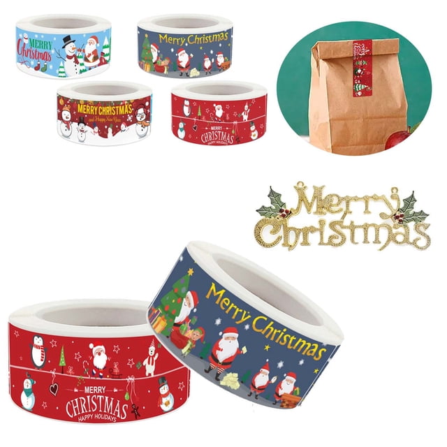 LADIGASU Navidad Autoadhesivo Etiqueta de Regalo Pegatinas Papá Noel Muñecos de Nieve Árbol Ciervo Navidad Festival Cumpleaños Boda Vacaciones Regalos Decorativos Etiquetas Calcomanías 500Pcs Liquida