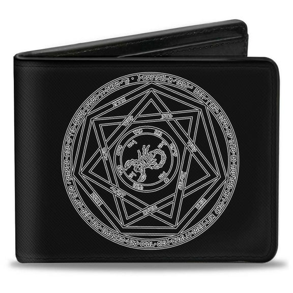 Supernatural Wallet, Bifold, Supernatural Devils Trap Symbol Black White, Vegan Leather