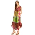thumbnail image 4 of Sakkas Ombre Floral Tie Dye Tank Sheath Caftan Rayon Dress - Fuchsia - One Size, 4 of 5