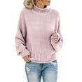 thumbnail image 3 of MSJUHEG womens sweaters turtleneck sweater women Cotton High Neck Pullover style Long sleeves Lightweight women's sweaters Pink XXL, 3 of 3