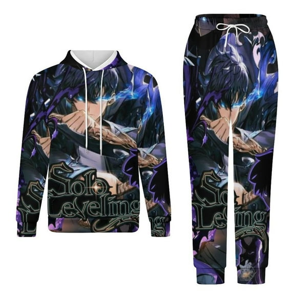 Solo Leveling Unisex Adult Sweatsuits Hoodie & Sweatpants Long Sleeve Hooded Sweatshirt Matching Joggers Tracksuit Sets 2XS