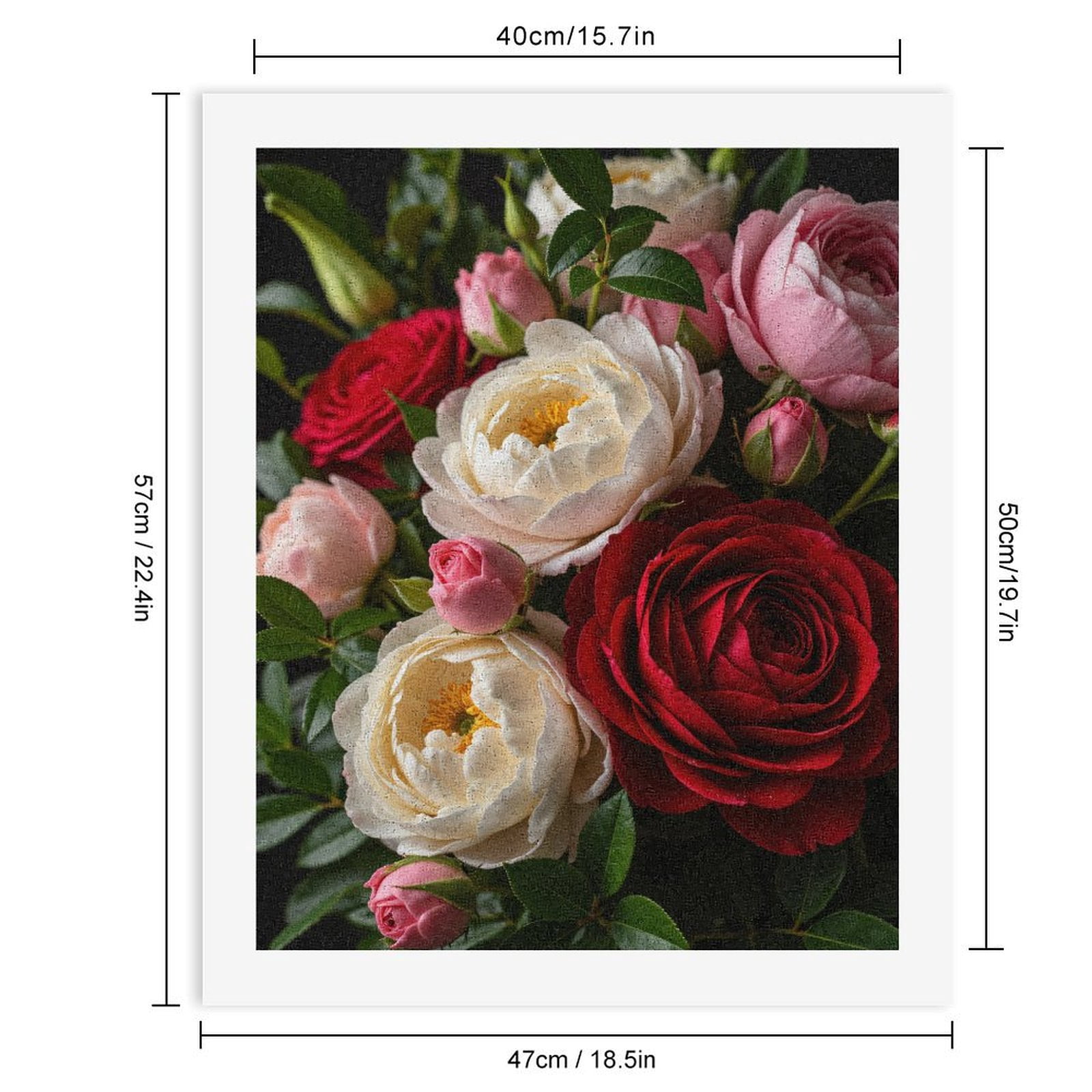 Paint By Numbers Kit for Adults Beginner - DIY Elegant Blooms Roses Peonies Bouquet Canvas Painting Kits for Adults, Frameless Paint By Number for Adults for Home Wall Decor 16x20 Inch