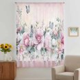 thumbnail image 3 of Pink Roses Floral Sheer Curtains 84 Inches Long, Vintage Romance Botanical Flowers Light Filering Curtains, Breathable Simi Curtain Privacy Drapes for Living Room Bedroom Lightweight Window Treatment, 3 of 9