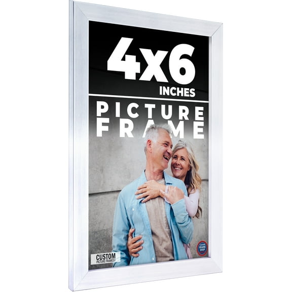 4x6 In Silver Metallic Wood Frame - 'Brushed Steel' Thin - Great for Posters, Photos, Art Prints,