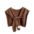 thumbnail image 2 of Tao Tao Women Autumn Knit Shawl Scarf Solid Color Tie Knot Front Shoulder Wrap Cardigan Sweater Cape Detachable False Collar Brown, 2 of 2