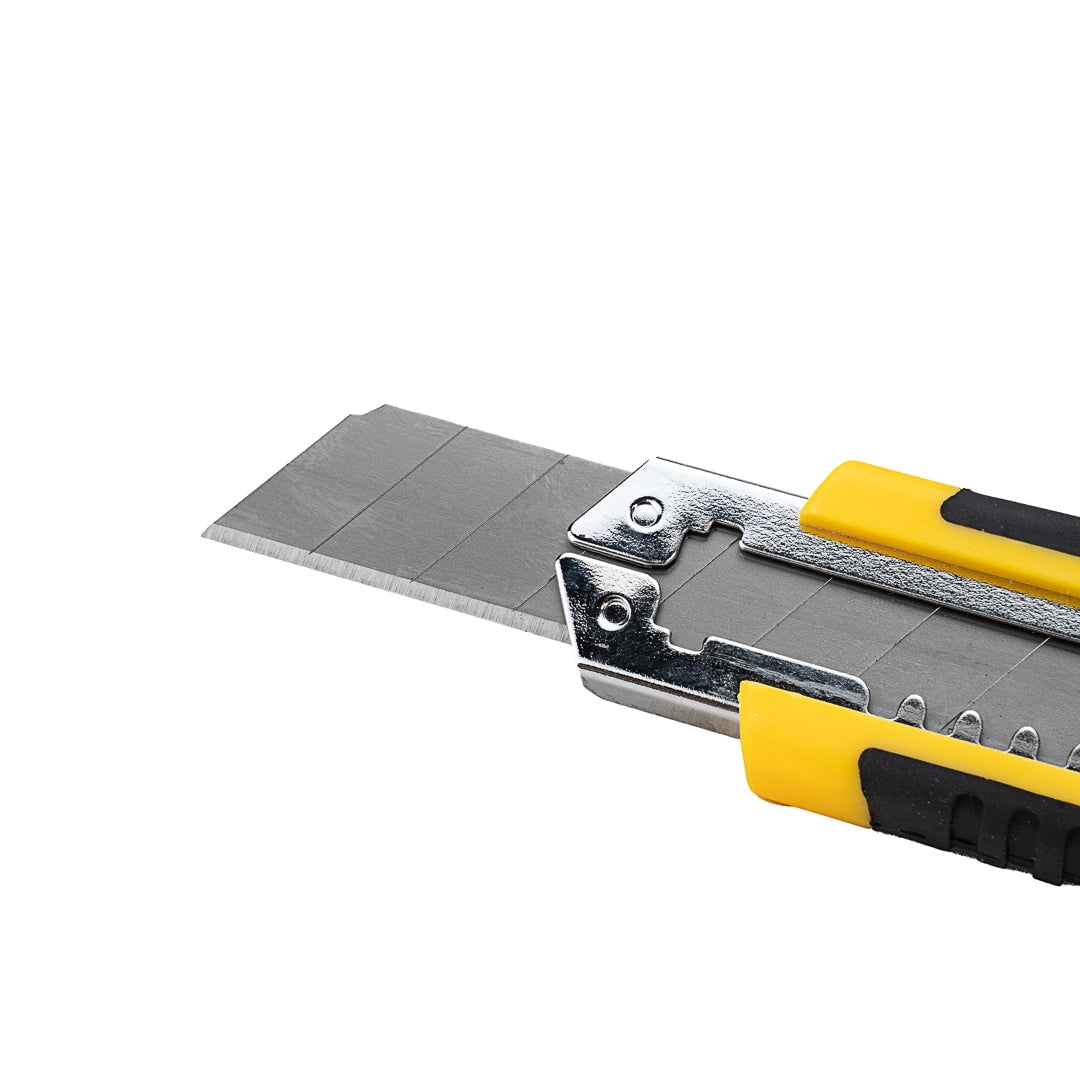 Restaurantware-Handy Tek 6.7 Inch Utility Knives, 4 Heavy Duty Box Knives - Retractable, Built-In Lock, Yellow Plastic Box Cutters, Sharp Blade, For Opening Boxes And Packages