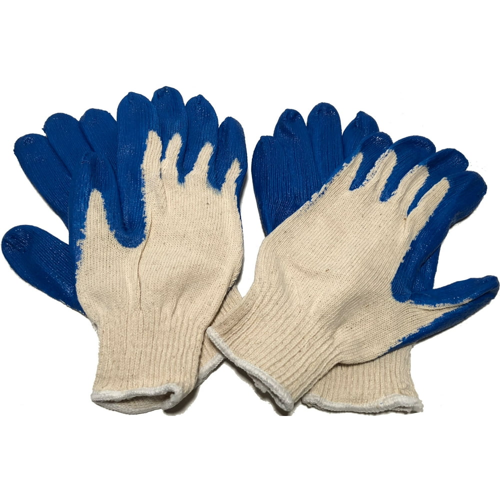 Pair (2) Wonder Glove Blue Palm Heavy Duty Latex Dipped White Knit Work
