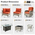 thumbnail image 3 of XIZZI 9-Piece Outdoor Patio Furniture Set, High Back Wicker Sectional with Fire Pit Table & Swivel Rocking Chairs, All-Weather Rattan Conversation Set for Patio & Garden, Orange Red, 3 of 11