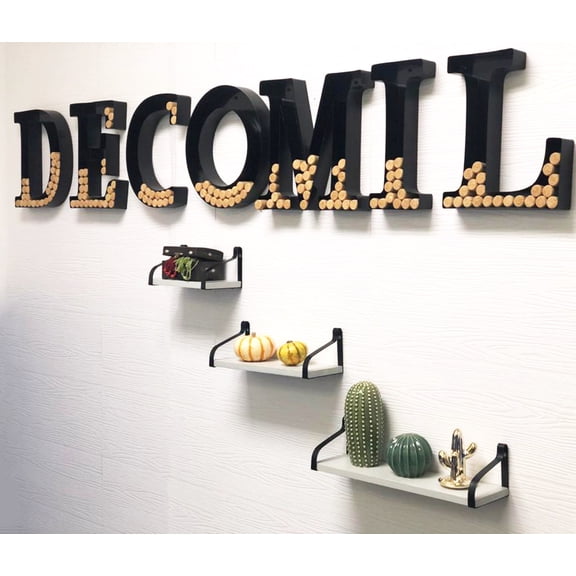 DECOMIL Floating Shelves Wall Mounted, Rustic Wood Wall Storage Shelves Set of 3 for Any Wall Space for Living Room, Bathroom, Bedroom, Kitchen, Garage, and Office (Grey)