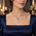 thumbnail image 3 of Women's Heart Pendant Necklace, Silver-Tone Clear Round Stone Necklace, Romantic Fashion Necklace for Women, 3 of 7