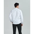 thumbnail image 3 of HISDERN Mens Dress Shirts Long Sleeve Button Down Shirts with Stripes Inner Contrast Regular Fit, 3 of 10